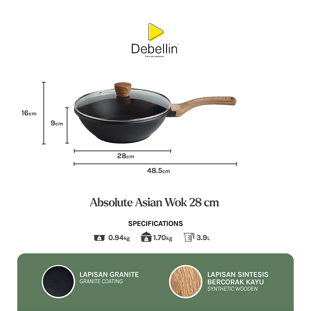 Debellin Absolute Granite Asian Wok Pan 28 cm
