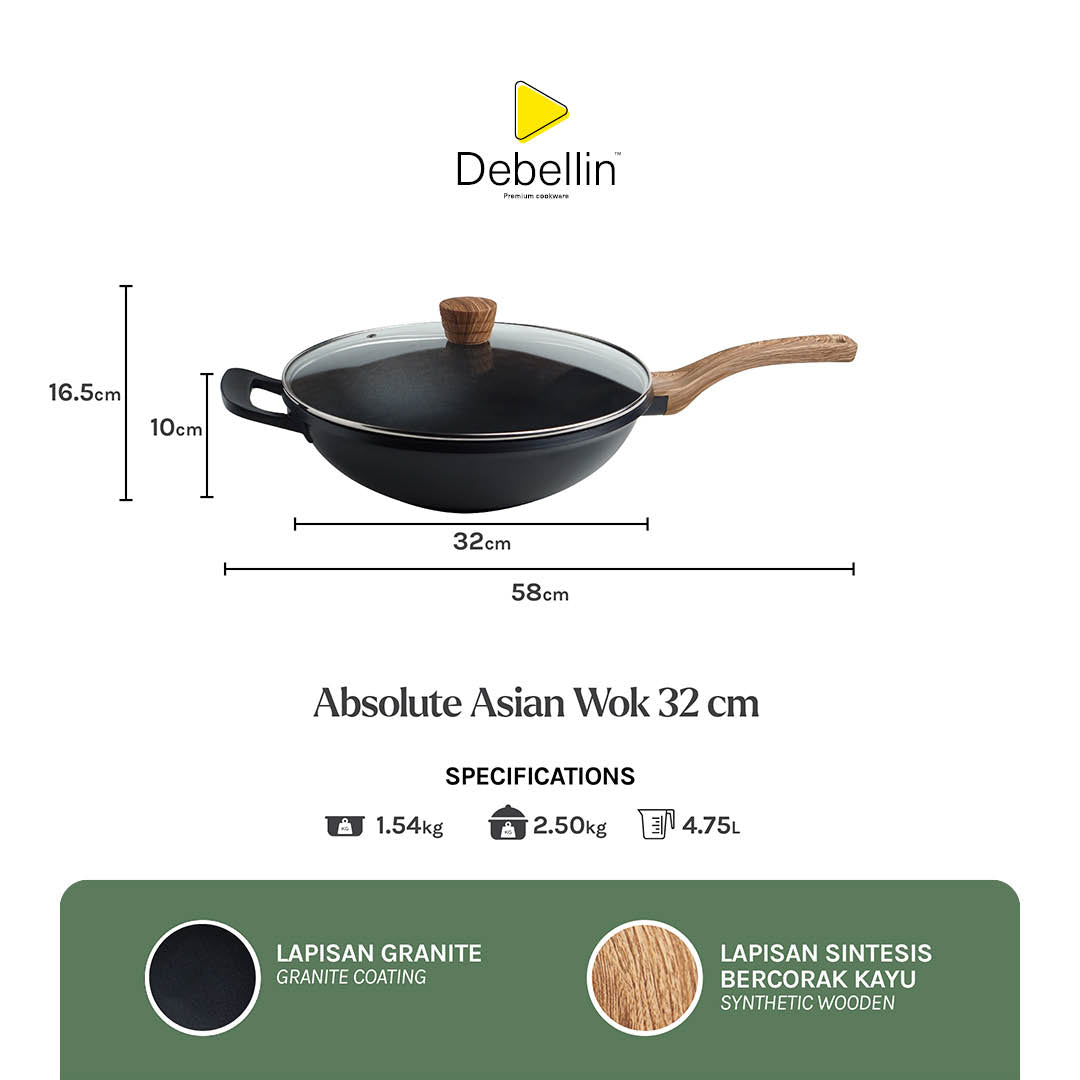 Debellin Absolute Granite Asian Wok Pan 32 cm