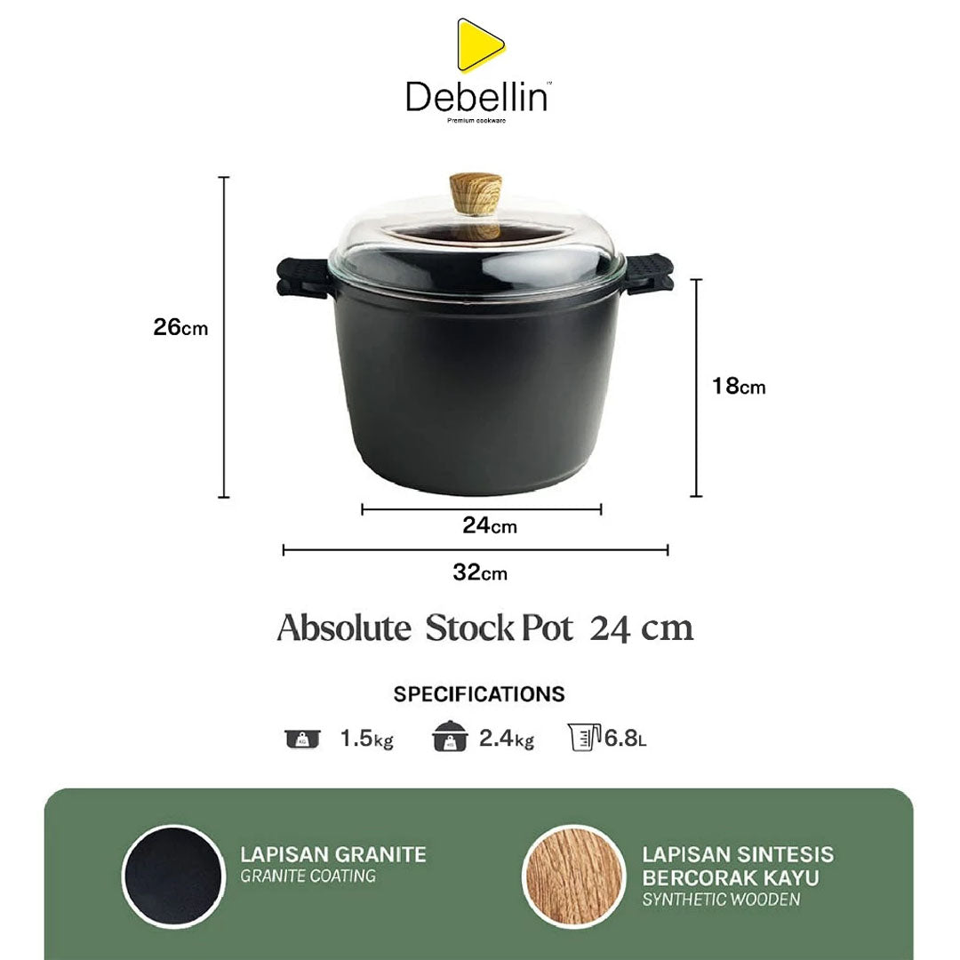 Debellin Absolute Granite Stock Pot 24 cm