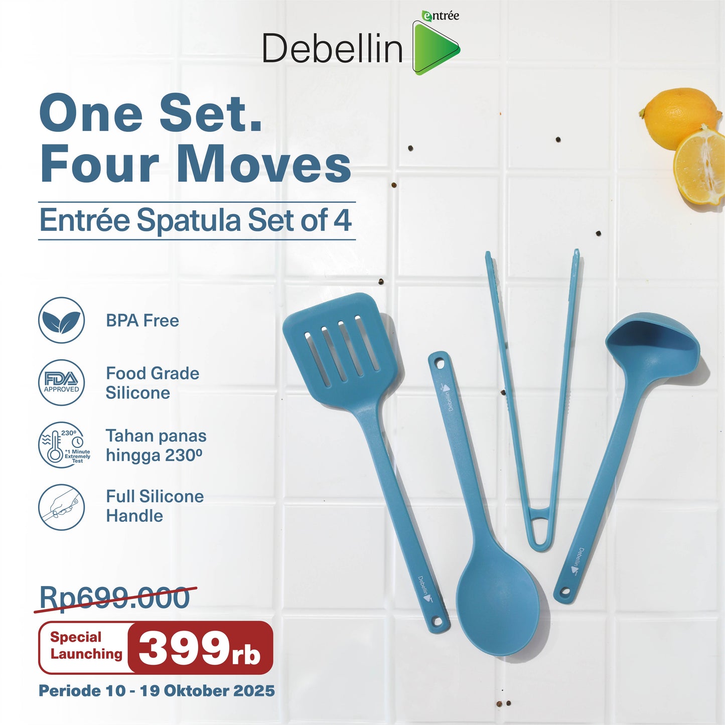 (New Arrival) Debellin Entrée Spatula Set 4in1