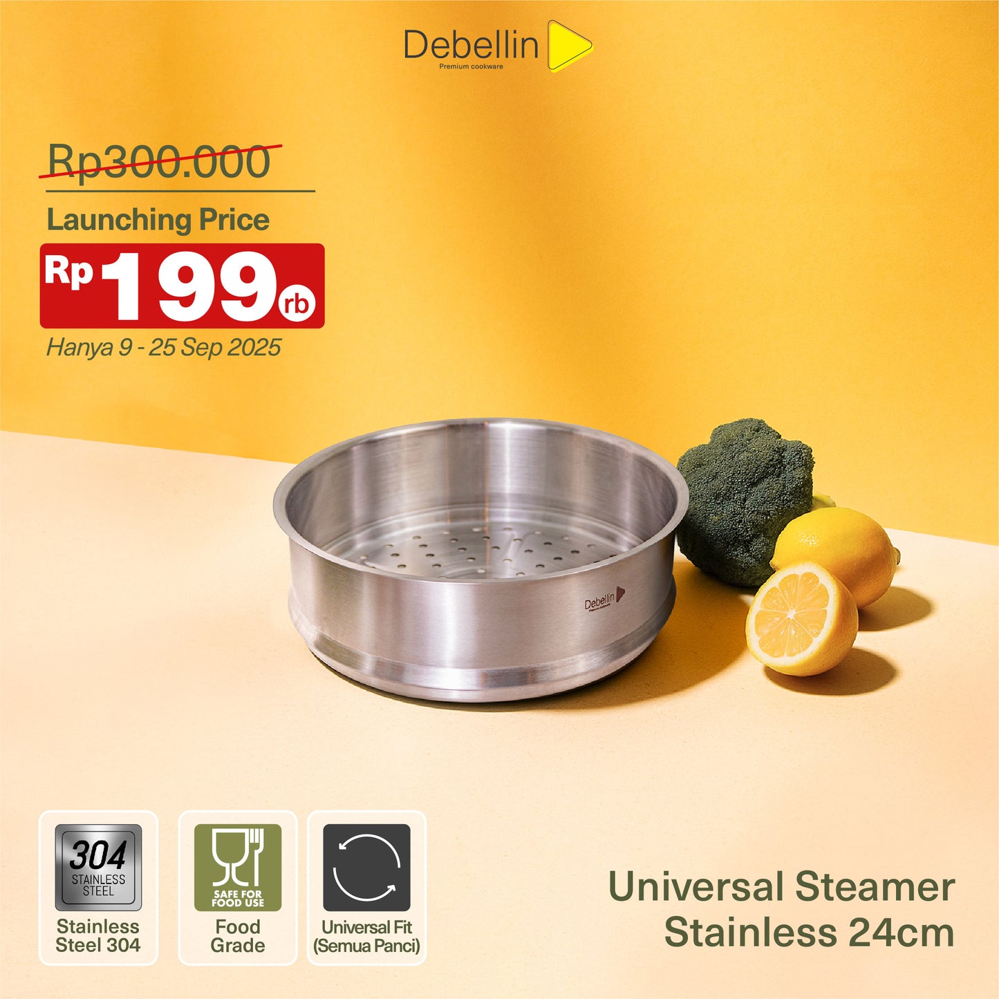(New Arrival) Debellin Universal Steamer Stainless
