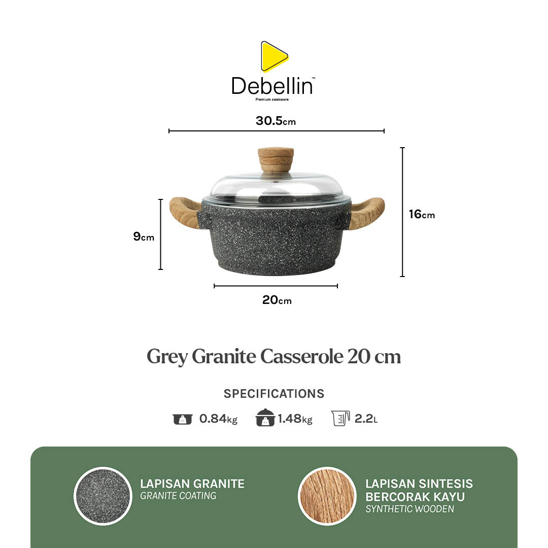 Debellin Grey Granite Casserole 20 cm