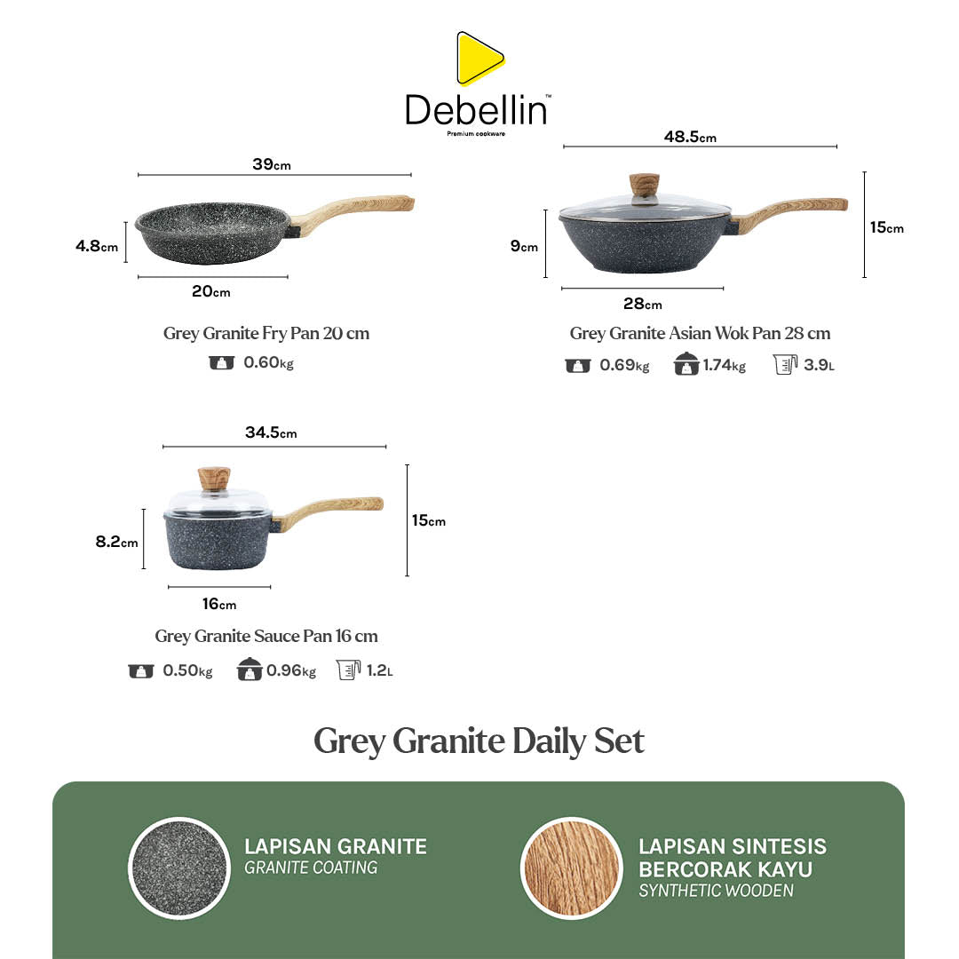 Debellin Grey Granite Daily Set of 3