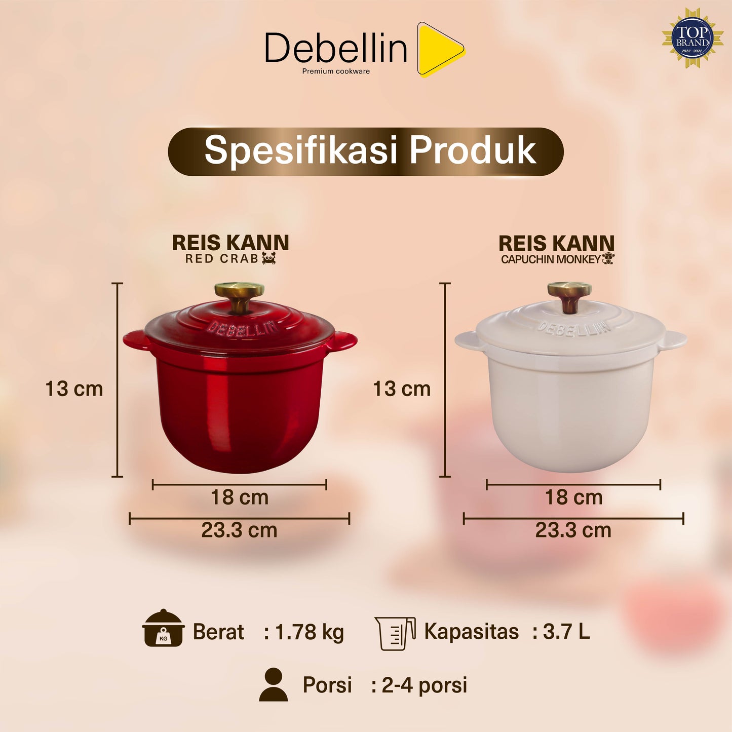Debellin Reis Kann - Cast Iron Rice Pot 18 cm