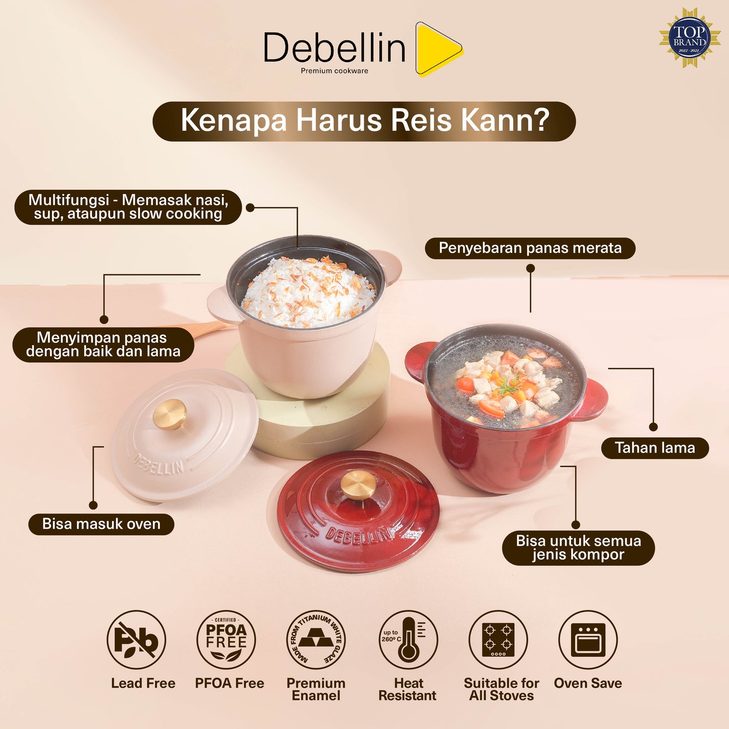 Debellin Reis Kann - Cast Iron Rice Pot 18 cm