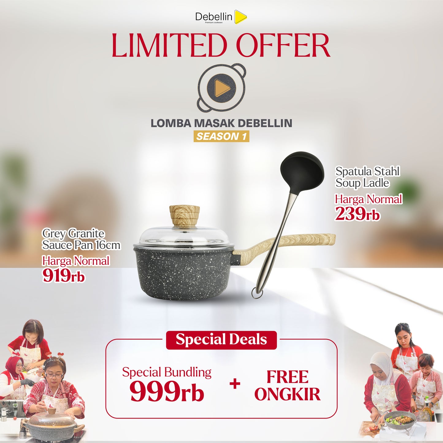 Debellin Grey Granite Sauce Pan 16 cm