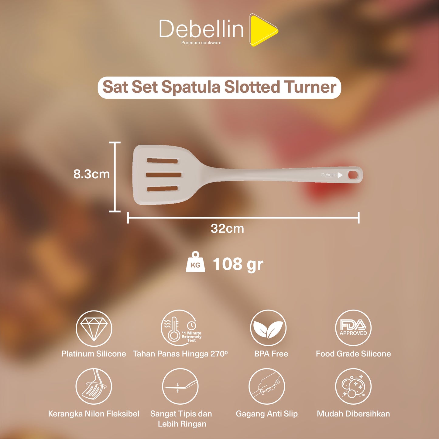 Debellin Sat Set Premium Spatula Slotted Turner