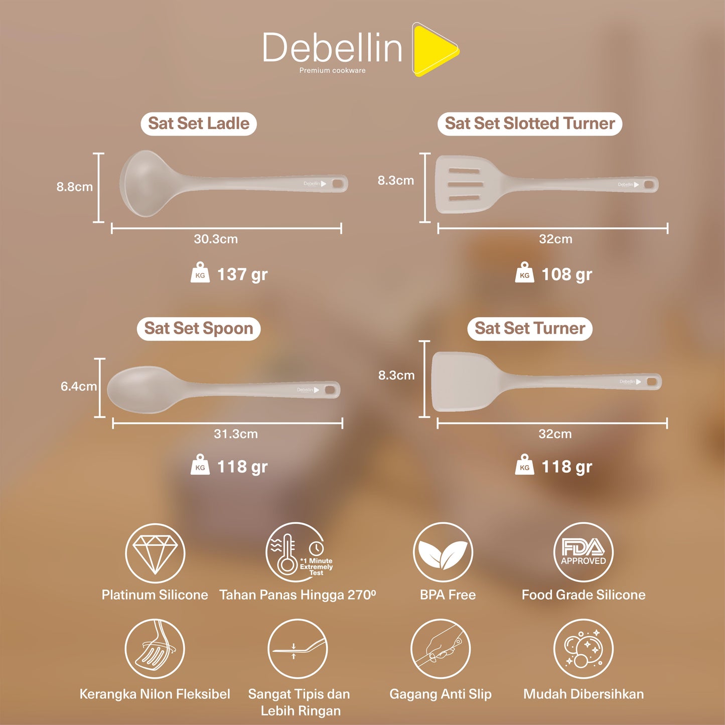 Debellin Sat Set Premium Spatula Set of 4