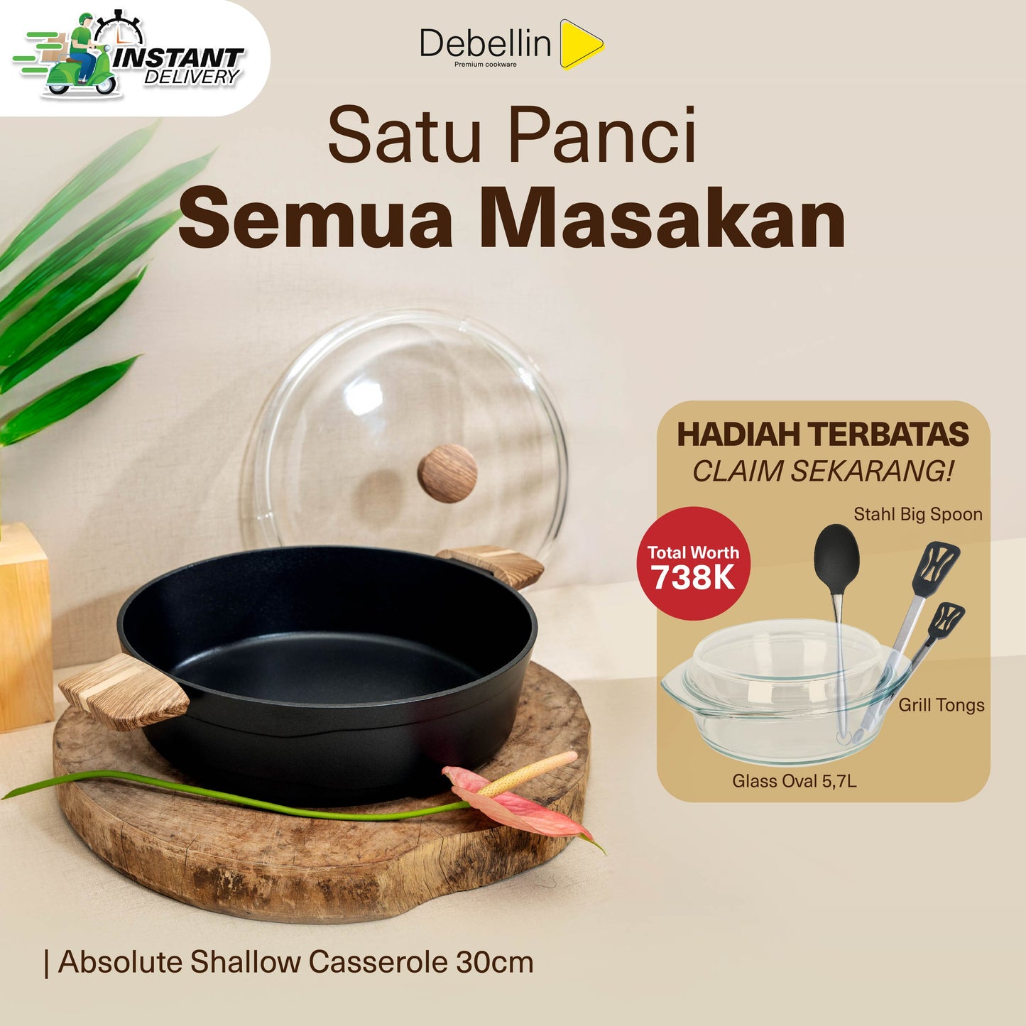 Debellin Absolute Granite Shallow Casserole 30 cm