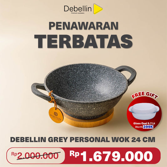 Debellin Grey Granite Personal Wok 24 cm