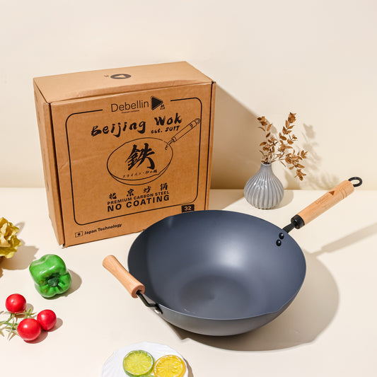 Debellin Beijing Wok 32 cm (Free Spatula Stahl Big Spoon)