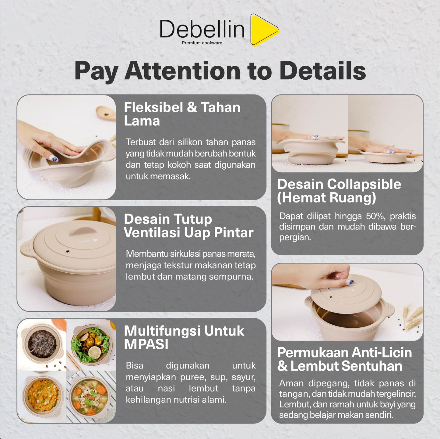 Debellin Collapsible Silicone Bowl 15 cm