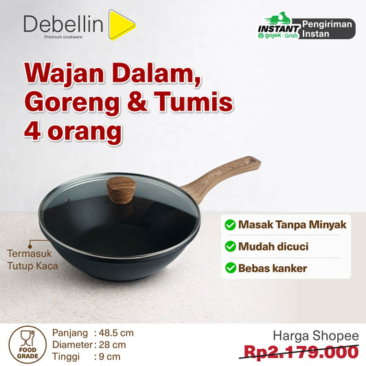 Debellin Absolute Granite Asian Wok Pan 28 cm