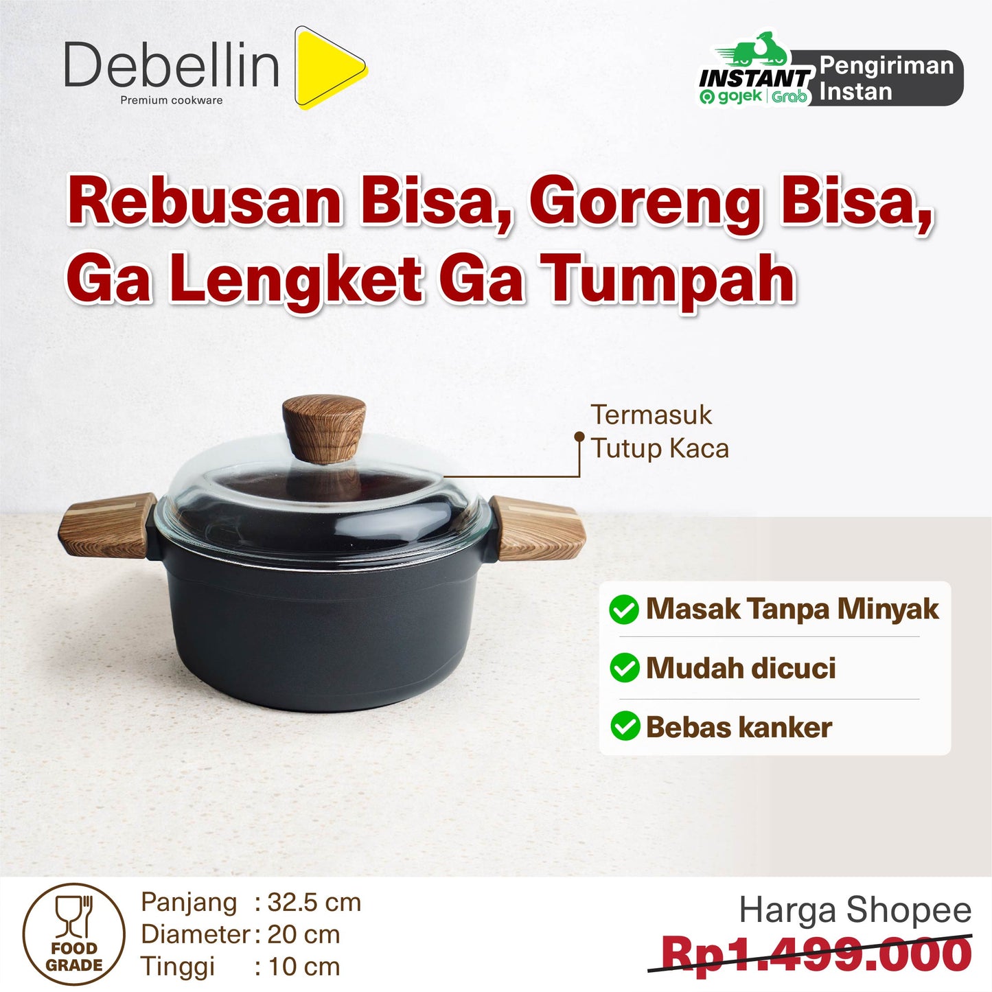 Debellin Absolute Granite Casserole 20 cm