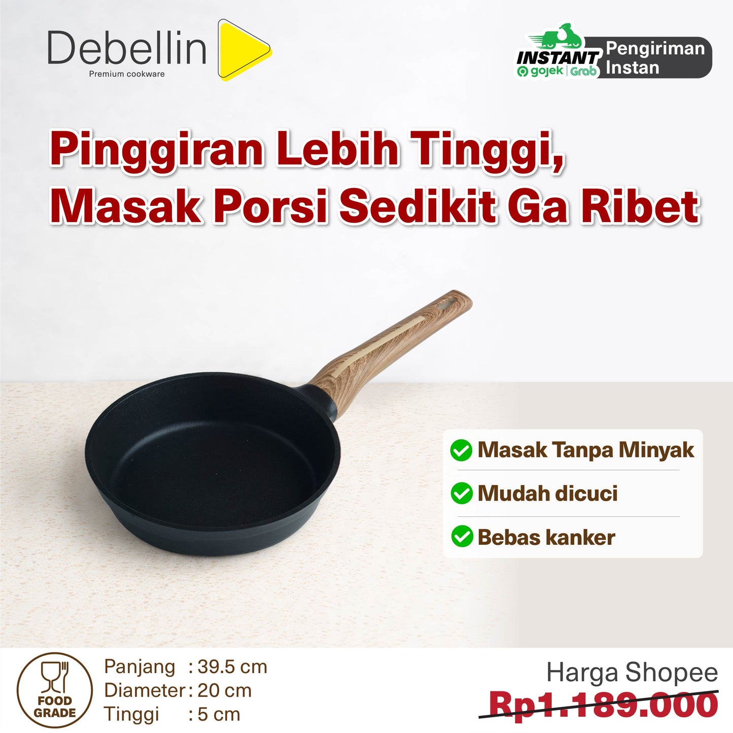 Debellin Absolute Granite Fry Pan 20 cm