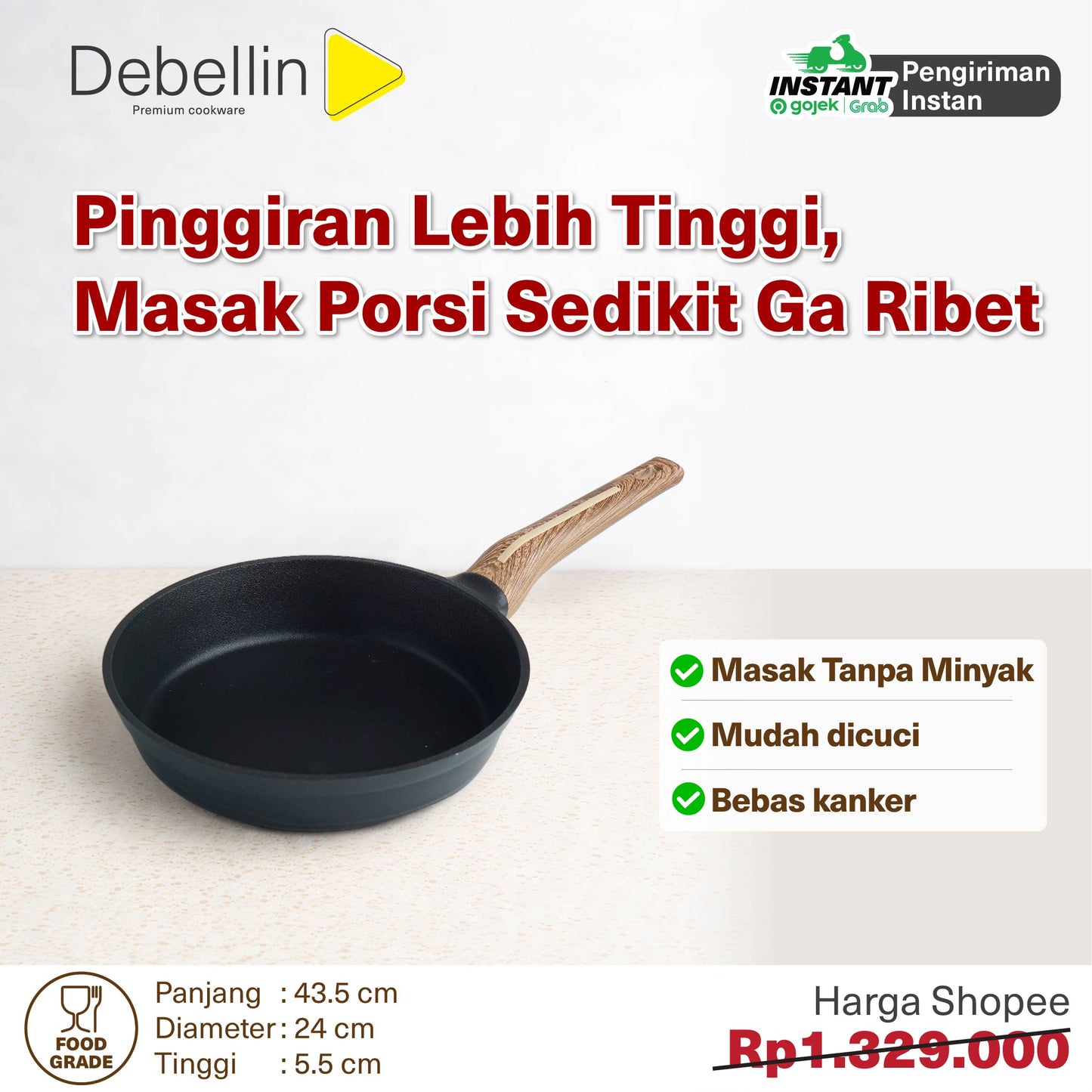 Debellin Absolute Granite Fry Pan 24 cm