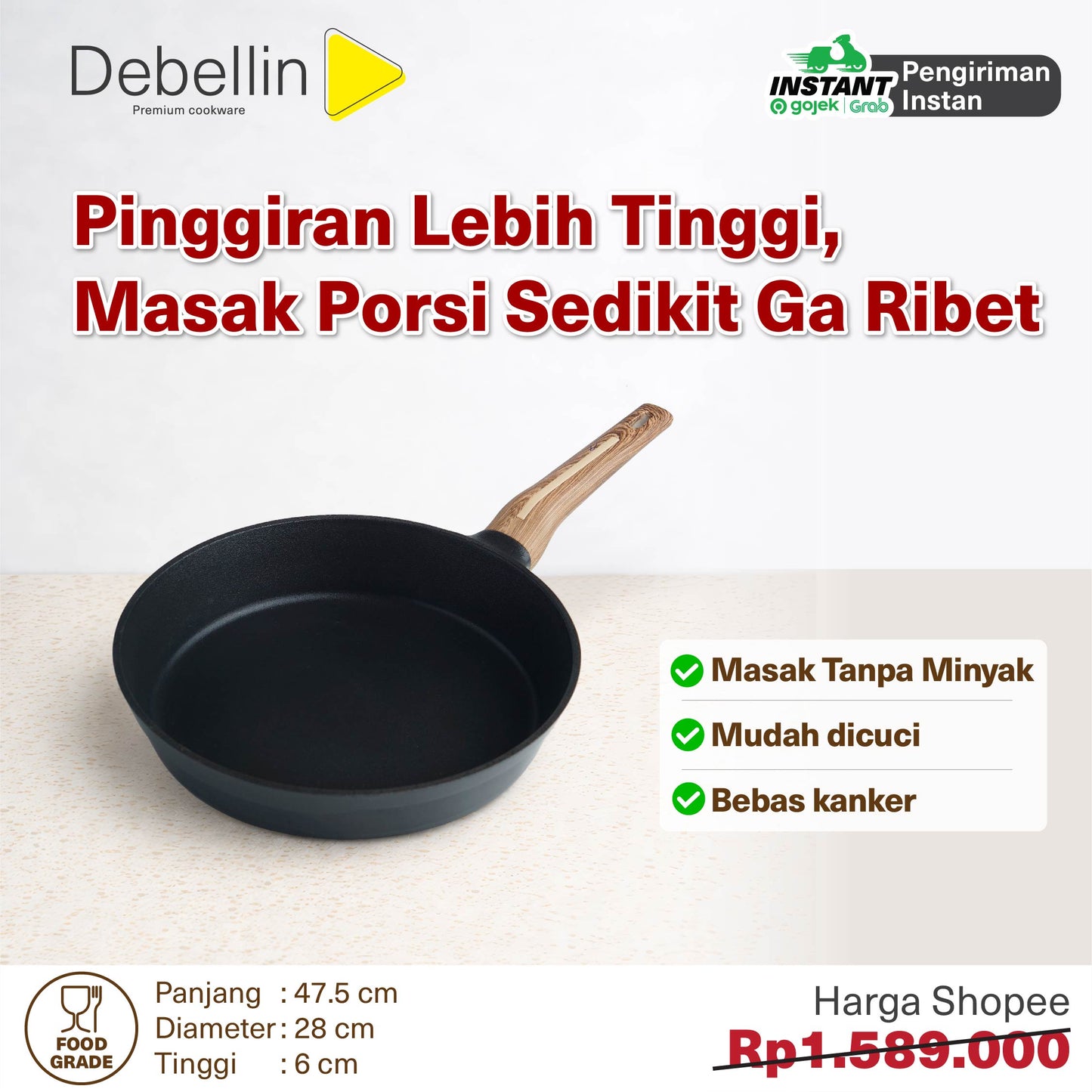 Debellin Absolute Granite Fry Pan 28 cm