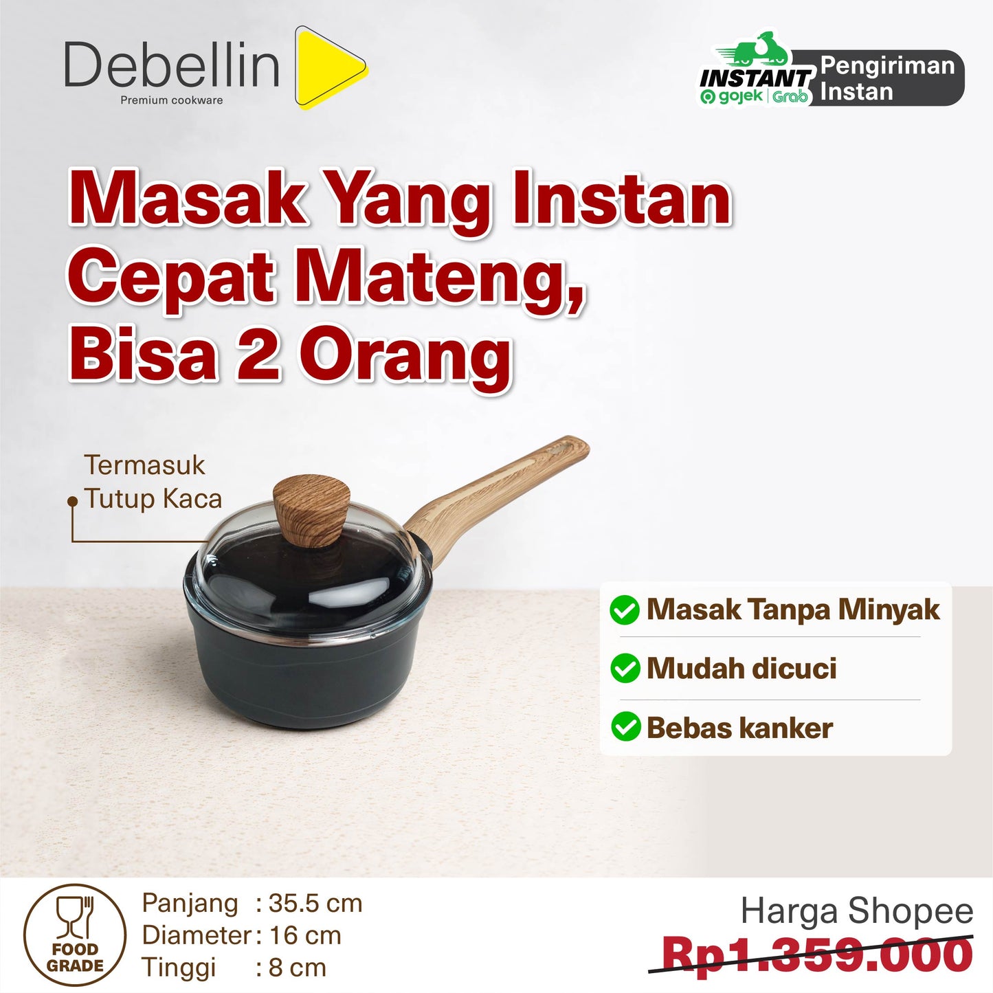 Debellin Absolute Granite Sauce Pan 16 cm