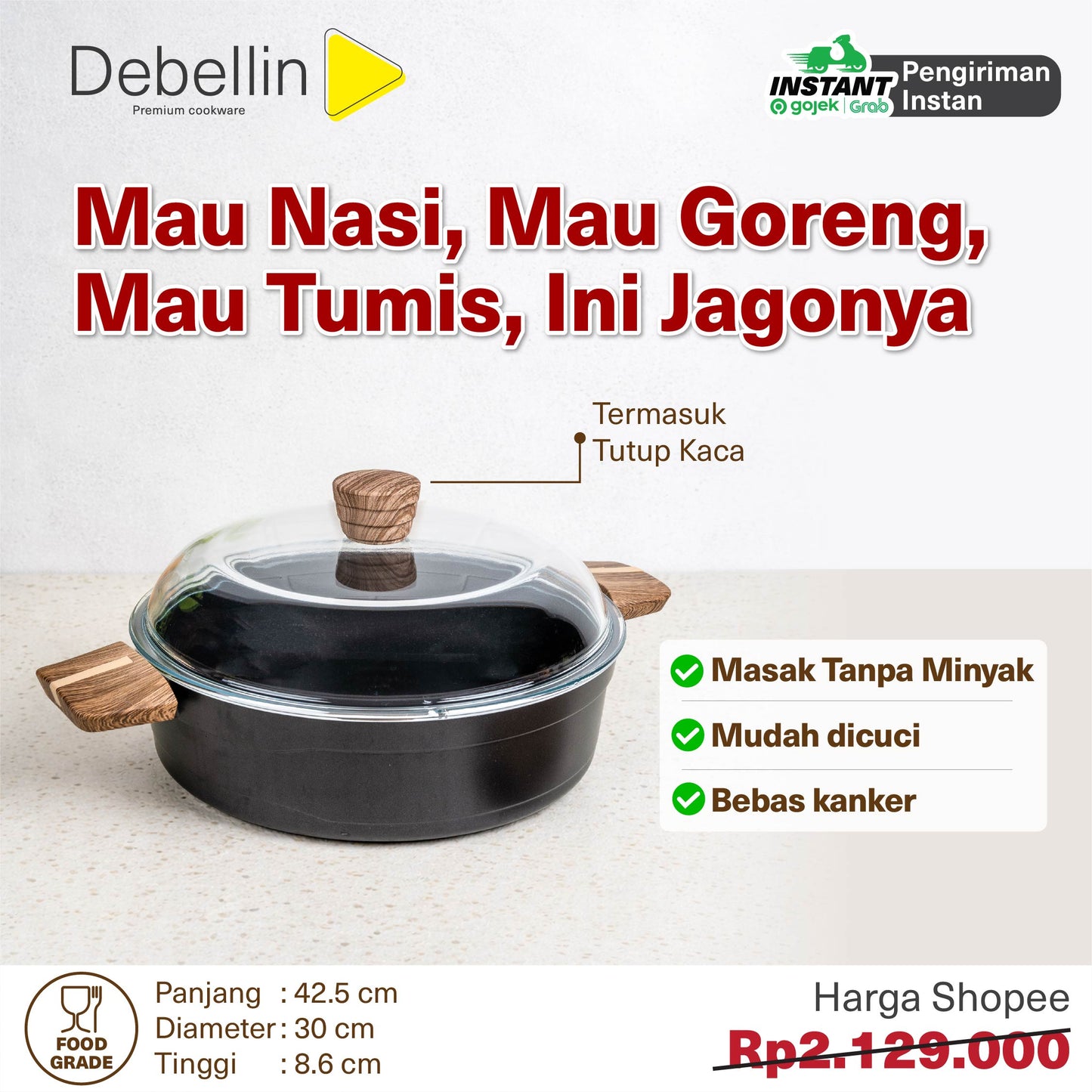 Debellin Absolute Granite Shallow Casserole 30 cm