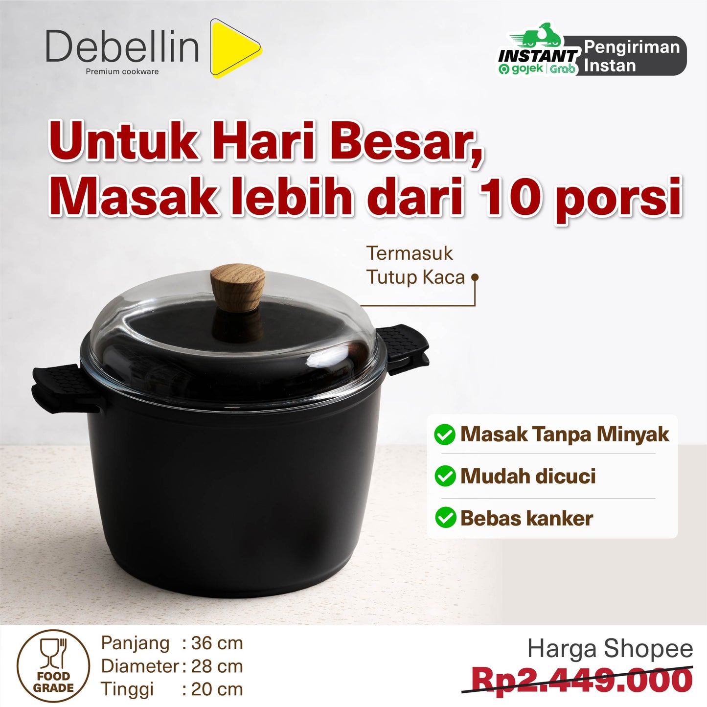 Debellin Absolute Granite Stock Pot 28 cm