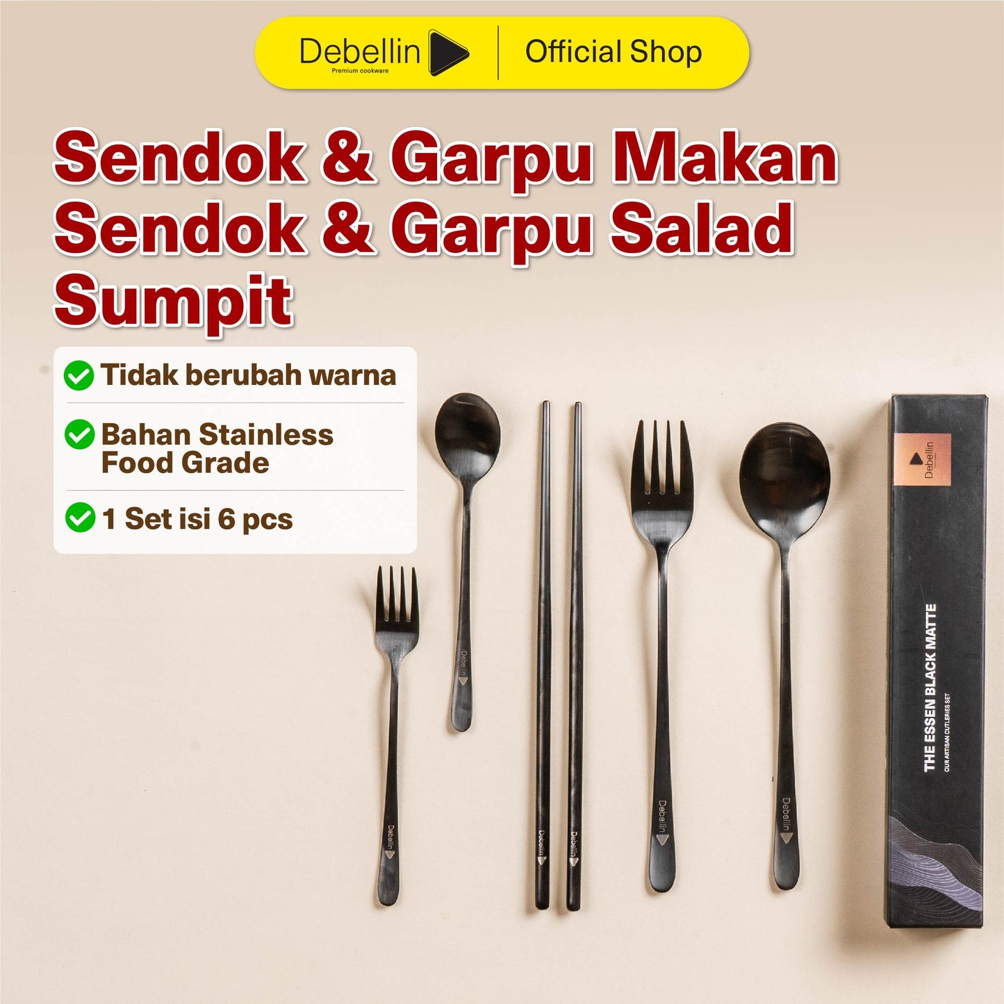 Debellin Black Essen Cutlery Set