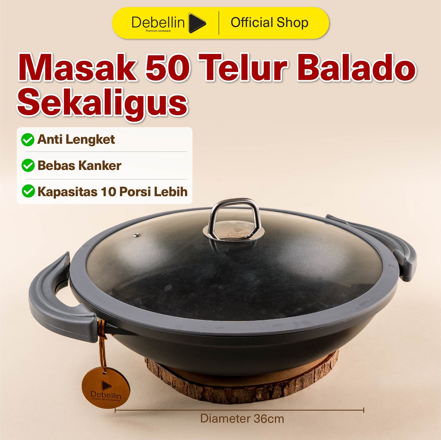 Debellin Classic Wok Pan 36 cm