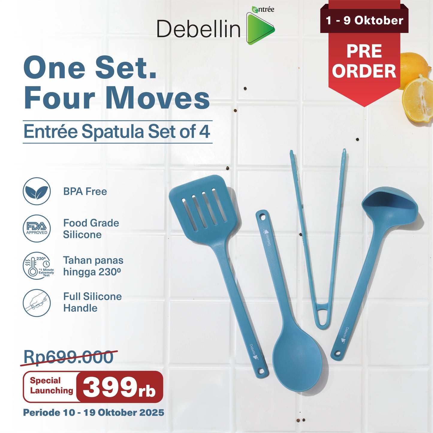 (Pre Order) Debellin Entrée Spatula Set 4in1