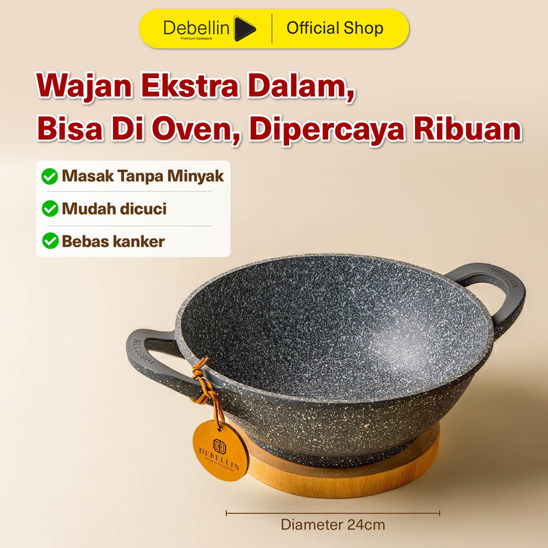 Debellin Grey Granite Personal Wok 24 cm
