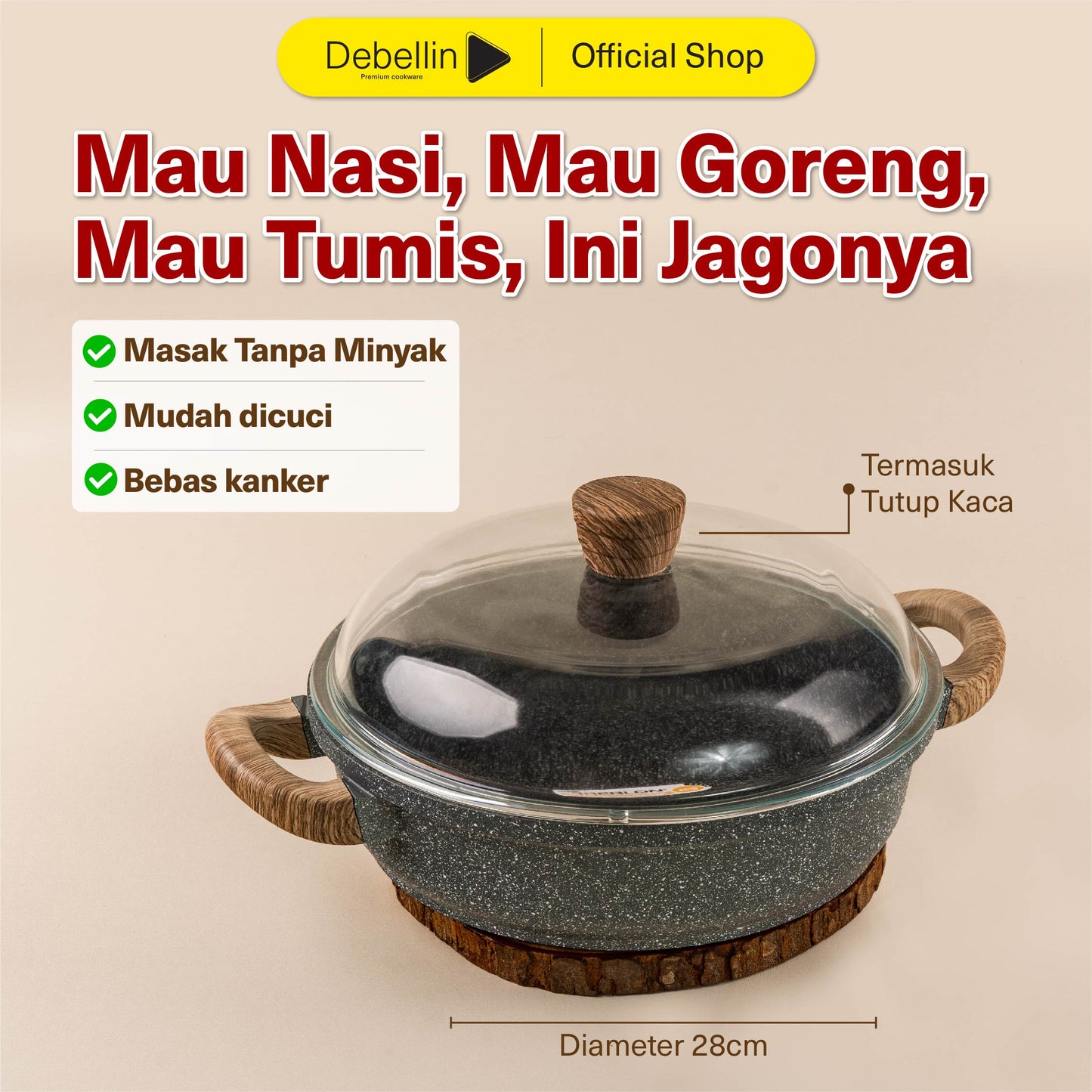 Debellin Grey Granite Shallow Casserole 28cm