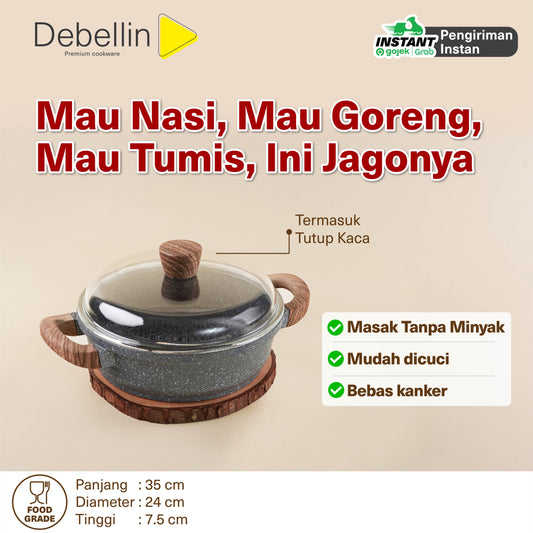 Debellin Grey Granite Shallow Casserole 24 cm
