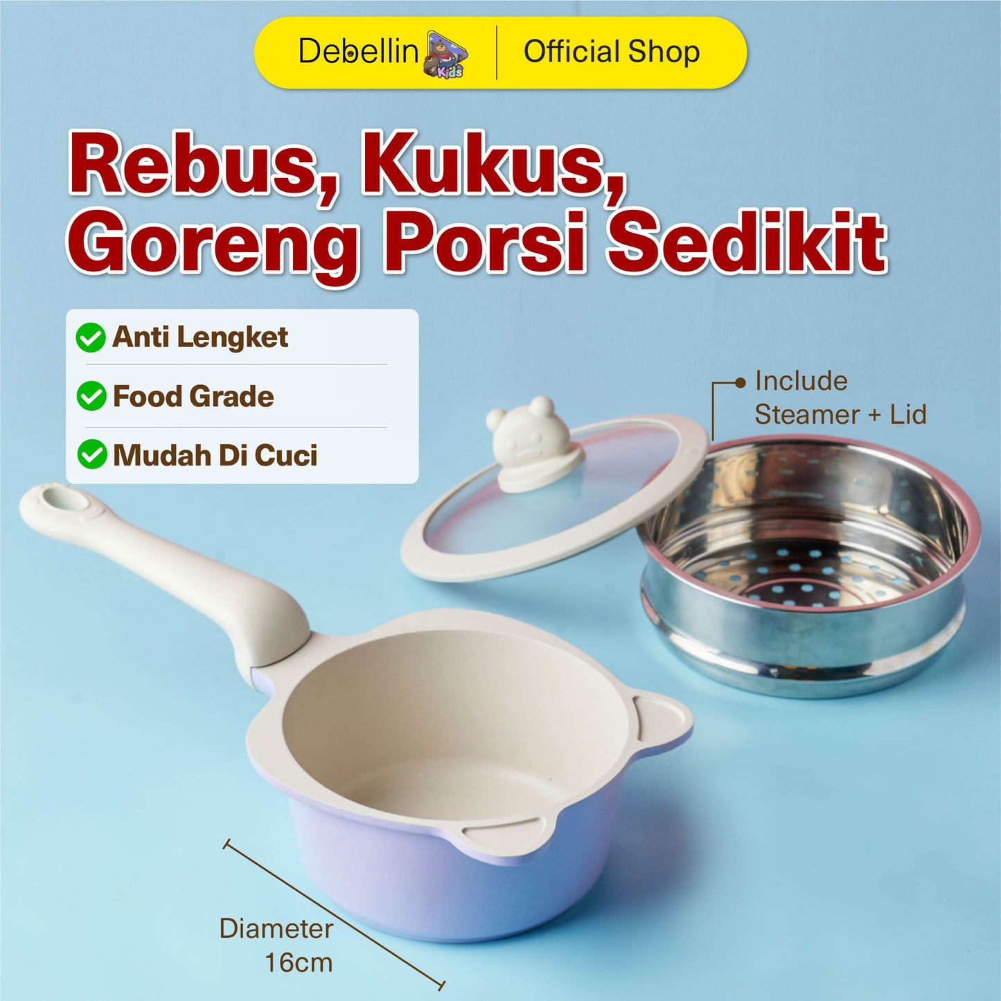 Debellin Kids Cotton Candy Sauce Pan 16 cm