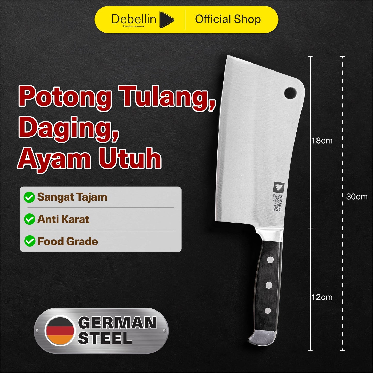 Debellin Messer Pro Cleaver Knife 7"