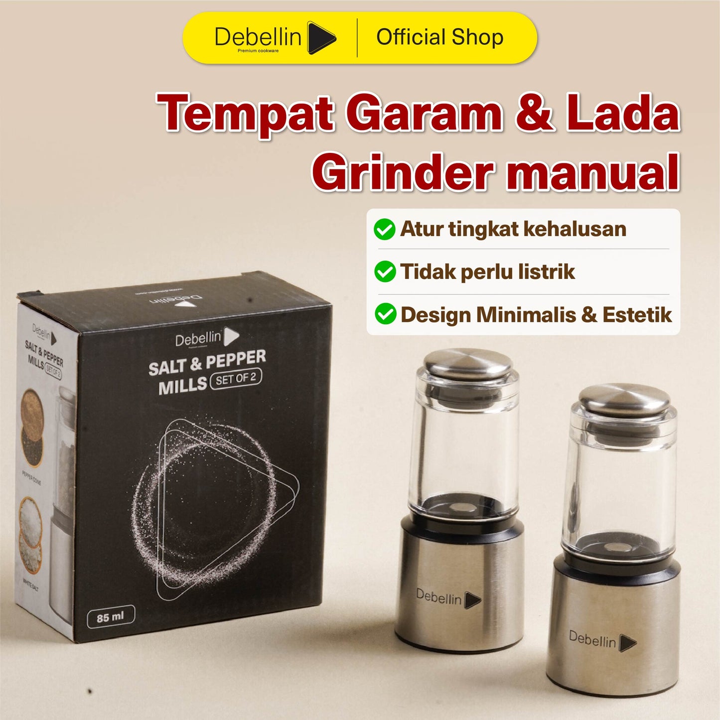 Debellin Salt & Peppermills Set of 2