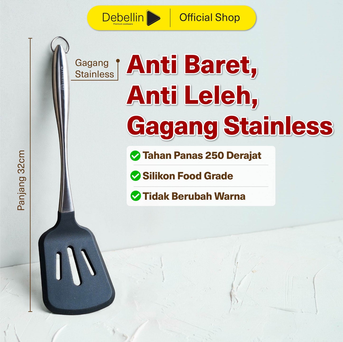 Debellin Stahl Spatula Slotted Turner