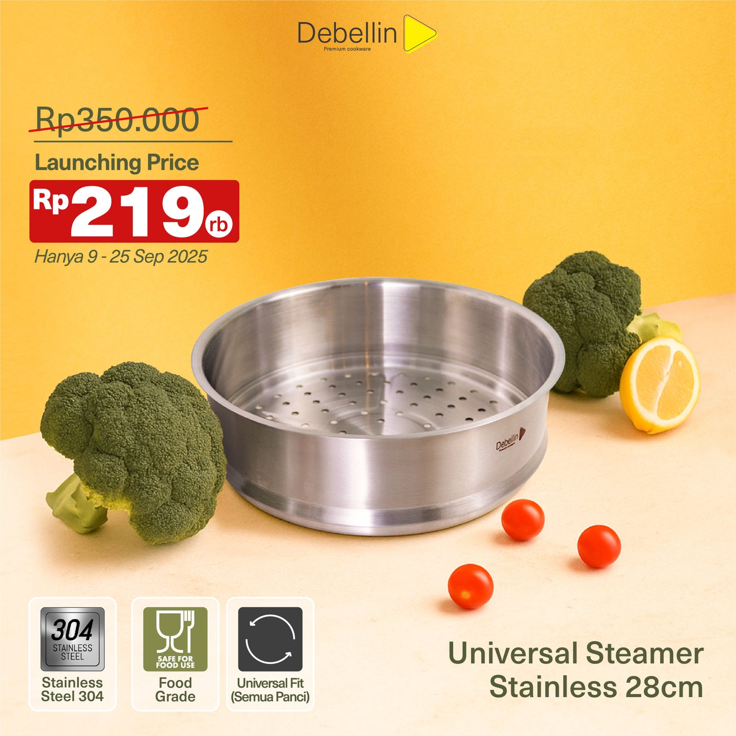 (New Arrival) Debellin Universal Steamer Stainless