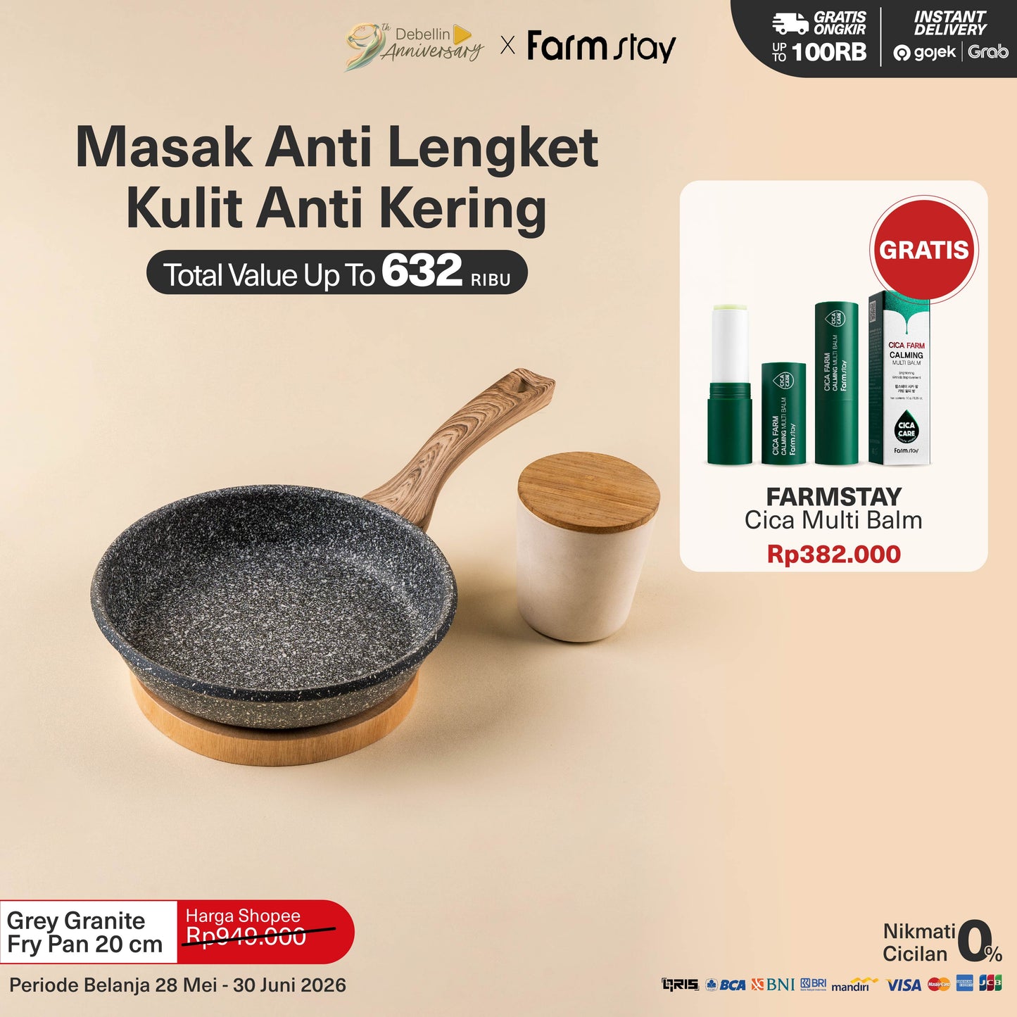 Debellin Grey Granite Fry Pan 20 cm