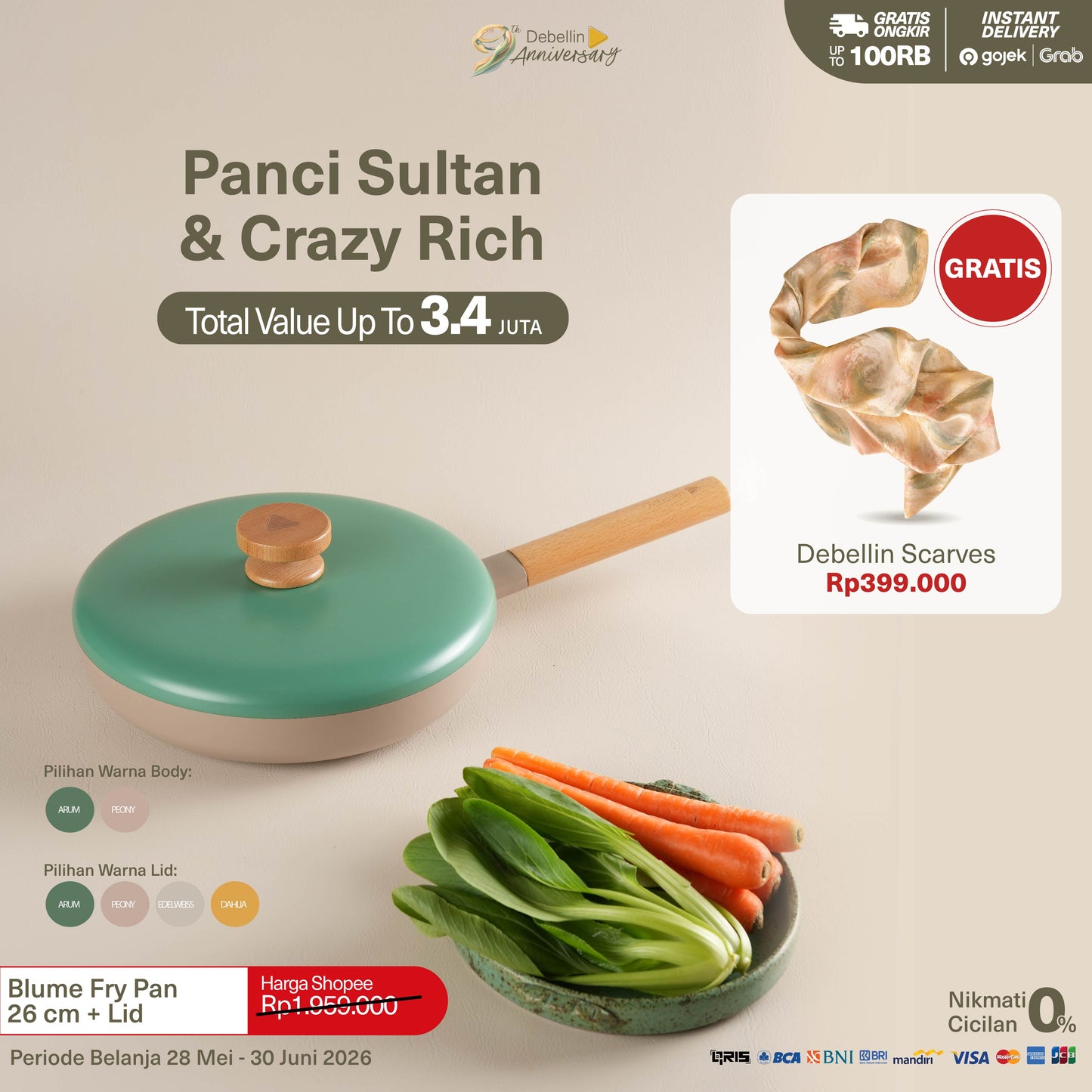 Debellin Blume Fry Pan 26 cm Peony Mix & Match