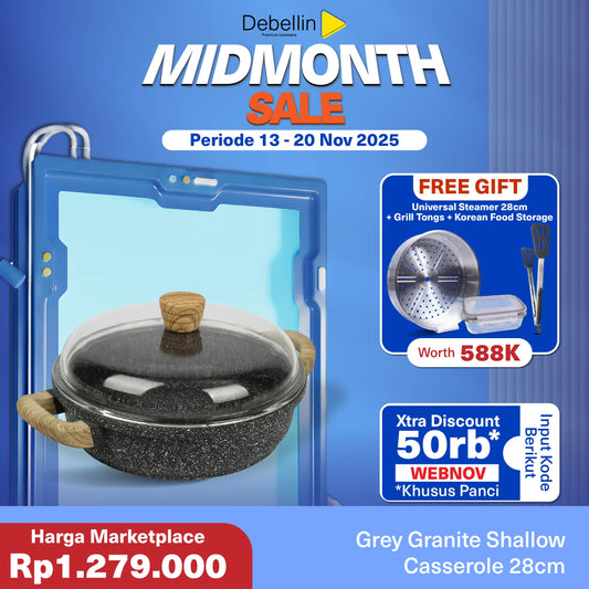 Debellin Grey Granite Shallow Casserole 28cm