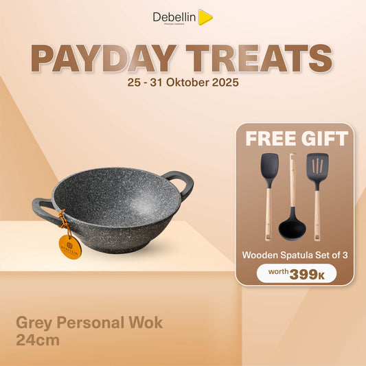 Debellin Grey Granite Personal Wok 24 cm