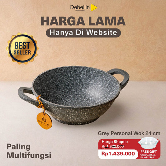 Debellin Grey Granite Personal Wok 24 cm