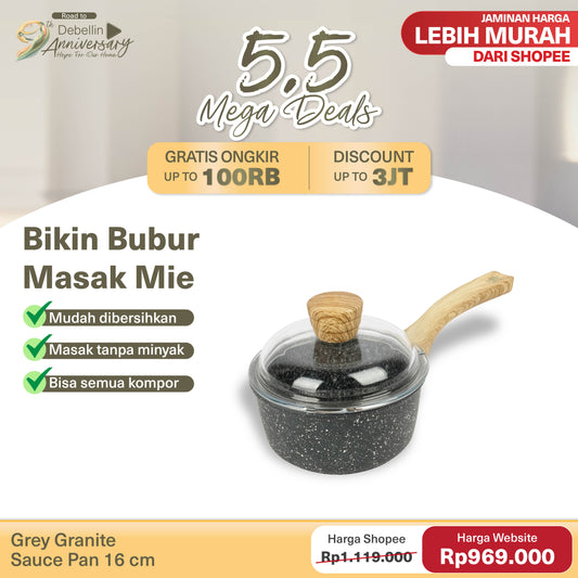 Debellin Grey Granite Sauce Pan 16 cm