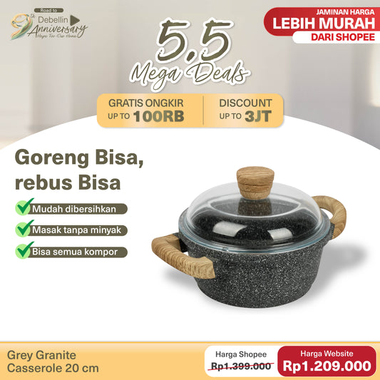 Debellin Grey Granite Casserole 20 cm