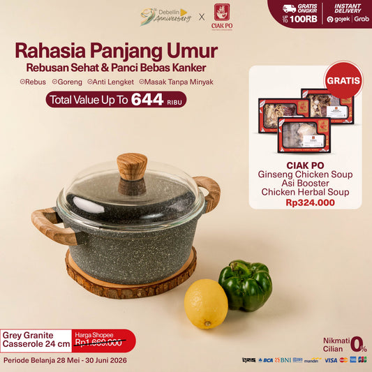 Debellin Grey Granite Casserole 24 cm