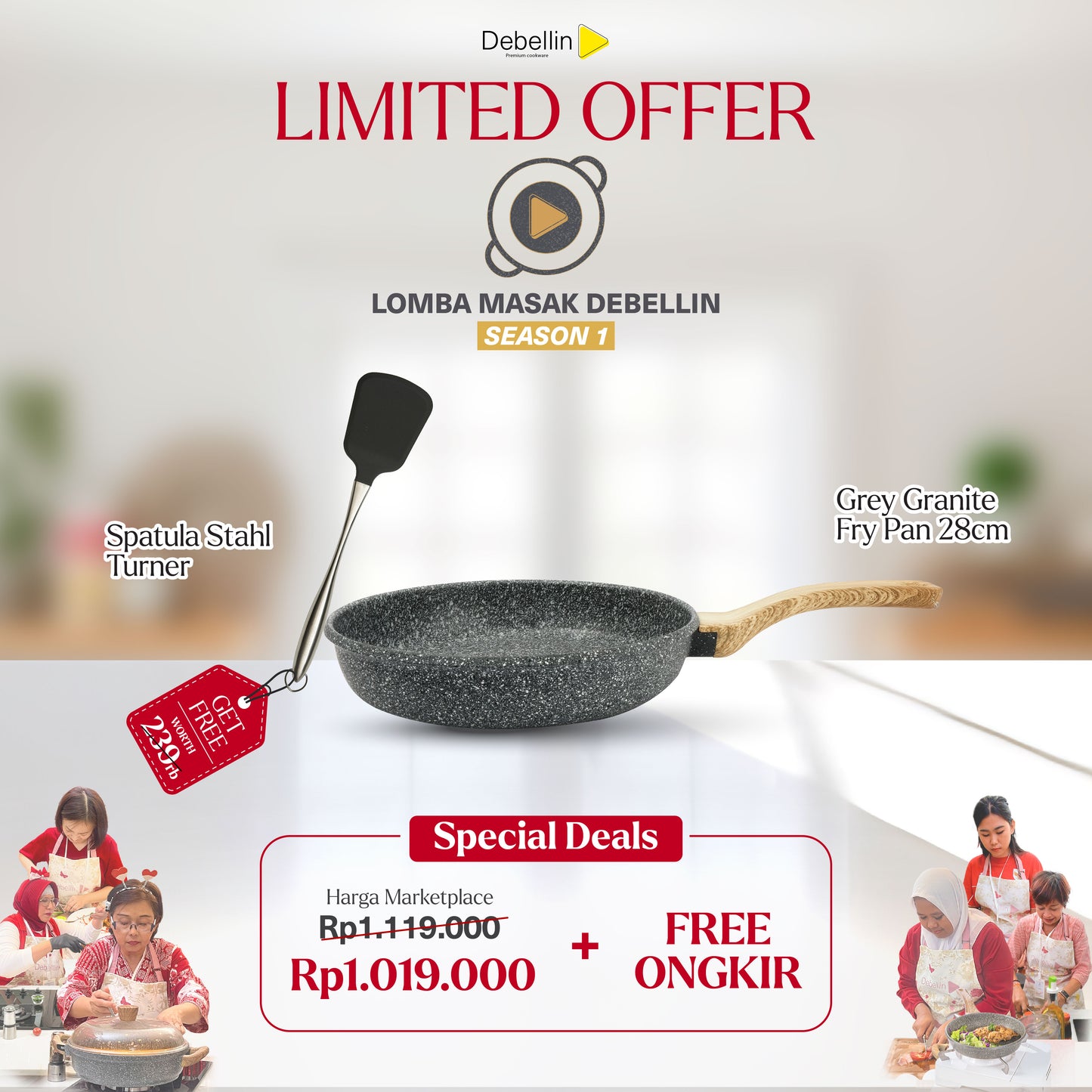 Debellin Grey Granite Fry Pan 28 cm