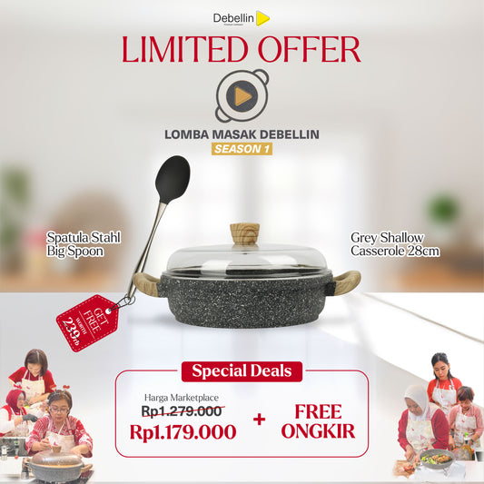 Debellin Grey Granite Shallow Casserole 28cm