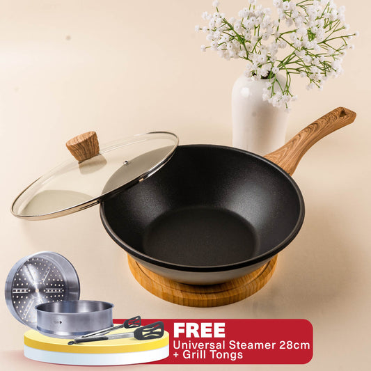 Debellin Absolute Granite Asian Wok Pan 28 cm