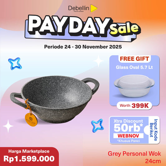 Debellin Grey Granite Personal Wok 24 cm