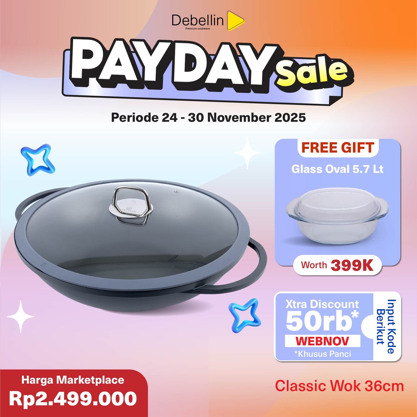 Debellin Classic Wok Pan 36 cm