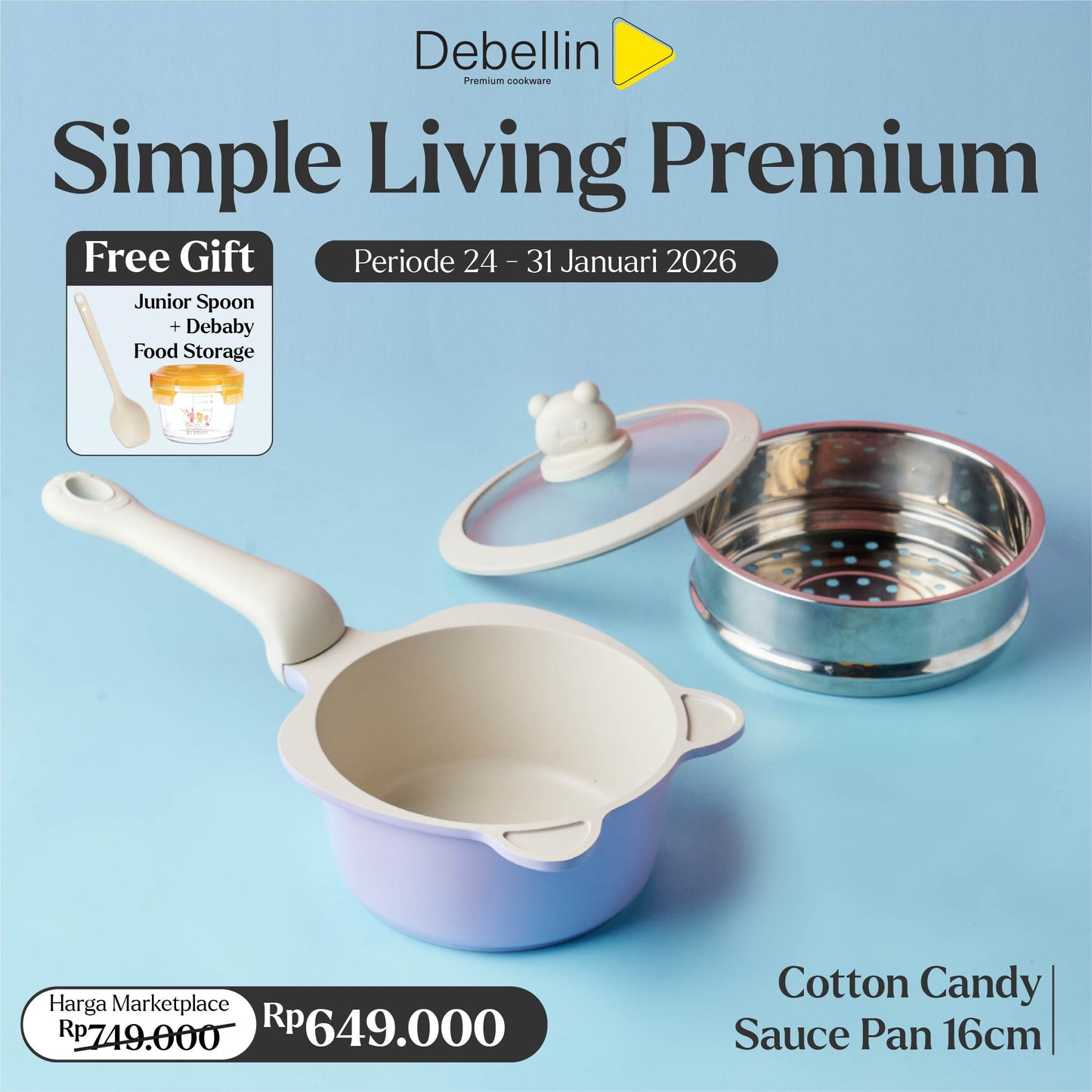 Debellin Kids Cotton Candy Sauce Pan 16 cm