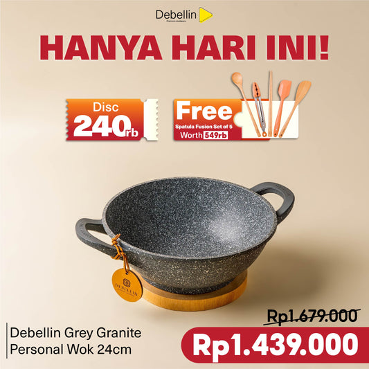 Debellin Grey Granite Personal Wok 24 cm